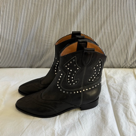 Sezane Black Ankle Boots with Silver Accents - Picture 1 of 9